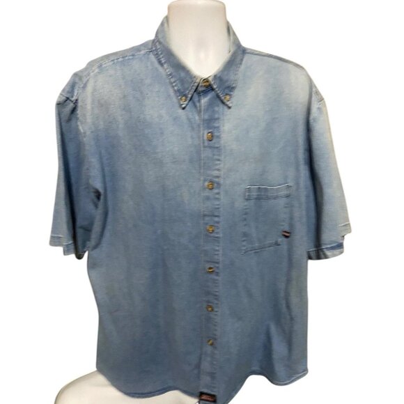 Dickies Other - Dickies Short Sleeve Workwear Shirt Men's Size 3XL Faded Blue Denim Button-up